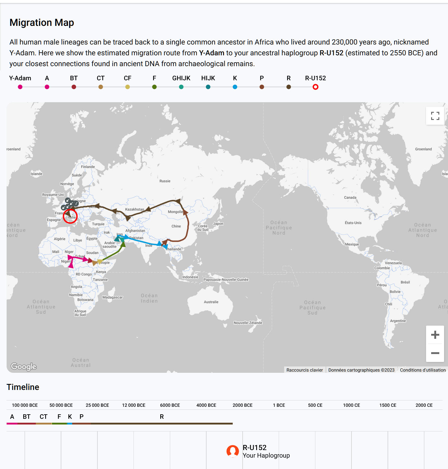 Carte des migration de l'haplogroupe I-M223